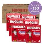 Huggies Size 4 Diapers, Little Movers Baby Diapers, Size 4 (22-37 lbs), 150 Count (6 Packs of 25), Packaging May Vary