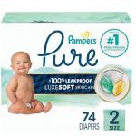 Pampers Baby Diapers - Pure Protection - Size 2, 74 Count, for up to 100% Leakproof, Premium Plant-based Skin Protection