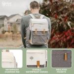 Parker Baby Diaper Backpack - Large Diaper Bag with Insulated Pockets, Stroller Straps and Changing Pad -"Birch Bag" - Cream