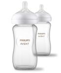 Philips Avent Natural Glass Baby Bottles with Natural Response Nipples (Medium Flow, Flow 3), 8oz, 2-Pack, SCY913/02