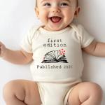 hrcfbk Newborn Infant Baby Bodysuit Coming Home Outfit First Edition Published 2026 Book Lover Clothes(Beige Book,0-3 Months)