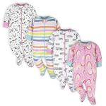 Onesies Brand Baby Girls' 4-Pack Sleep 'N Play Footies Multi Pack, Pink Unicorns, 6-9 Months