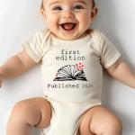 hrcfbk Newborn Infant Baby Bodysuit Coming Home Outfit First Edition Published 2026 Book Lover Clothes(Beige Book,0-3 Months)