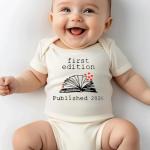 hrcfbk Newborn Infant Baby Bodysuit Coming Home Outfit First Edition Published 2026 Book Lover Clothes(Beige Book,0-3 Months)