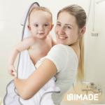 UNIMADE Hooded Towel for Newborn, 2 Pack Soft Coral Fleece Baby Towels, Ultra Absorbent Bath Cloths Bulk for Infants, Toddlers, Newborn Essential- 30 x 30 inch - Pink & White