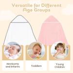 UNIMADE Hooded Towel for Newborn, 2 Pack Soft Coral Fleece Baby Towels, Ultra Absorbent Bath Cloths Bulk for Infants, Toddlers, Newborn Essential- 30 x 30 inch - Pink & White