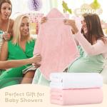 UNIMADE Hooded Towel for Newborn, 2 Pack Soft Coral Fleece Baby Towels, Ultra Absorbent Bath Cloths Bulk for Infants, Toddlers, Newborn Essential- 30 x 30 inch - Pink & White