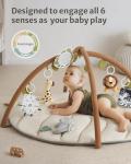 Blissful Diary Baby Play Gym & Activity Mat, Leaf Shaped Baby Tummy Time Play Mat with 6 Detachable Toys, Promotes Motor Skills & Sensory Development, Newborn Baby Essentials Gift, Oatmeal Beige