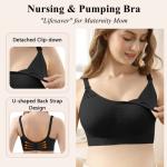 4HOW 3Pack Pumping-Bra Hands Free Breast Nursing Bra for Breastfeeding Wearable Padded for Pregnancy Black Nude Grey X-Large