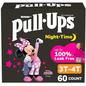 Pull-Ups Girls' Nighttime Potty Training Pants, Training Underwear, 3T-4T (32-40 lbs), 60 Ct
