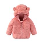 AiWMGL Baby Infant Boys Girls 18 Months Winter Coat with Fold-Over Mittens Fleece Jacket Outwear Warm Clothes Overcoat Pink Bear Hooded Zipper for Kids Toddlers