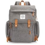 Parker Baby Co. Diaper Backpack - Large Diaper Bag with Insulated Pockets, Stroller Straps and Changing Pad -Birch Bag - Gray
