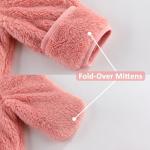 AiWMGL Baby Infant Boys Girls 18 Months Winter Coat with Fold-Over Mittens Fleece Jacket Outwear Warm Clothes Overcoat Pink Bear Hooded Zipper for Kids Toddlers