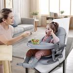 YOLEO Baby High Chair Booster Seat for Dining Table, Foldable High Chairs with Adjustable Heights, Travel Booster Seat with Removable Tray