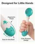Deejoy Toddler Utensils, Self-feeding Flatware Set withTravel Case, Baby Spoons and Forks with Silicone Bendable Handle, Easy Grip Heat-Resistant, Ideal for Kids, Stage 2 Green