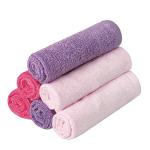 BESSLEE 6 Pack Baby Girl Washcloths Bulk for Newborn, Extra Soft Face Bath Towel for Toddler, Absorbent Kids Wash Rag for Body, 70% Rayon Derived from Bamboo, 30% Cotton, 10"x10", Purple/Pink/Rose