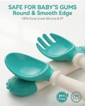 Deejoy Toddler Utensils, Self-feeding Flatware Set withTravel Case, Baby Spoons and Forks with Silicone Bendable Handle, Easy Grip Heat-Resistant, Ideal for Kids, Stage 2 Green