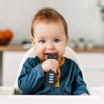 2-Pack Baby Remote Control Teether Toy for Babies 0-18 Months Silicone Infant Teething Toys Boys Girls Infants Teething Toys (Black + Gray)