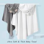 ROXANEPIG 2 Pack Hooded Baby Towels - Premium Ultra Soft Organic Baby Bath Towel – Absorbent and Hypoallergenic Towels for Baby Boy Girl, Toddler, Newborn Essentials (Elephant & Bear)