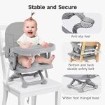YOLEO Baby High Chair Booster Seat for Dining Table, Foldable High Chairs with Adjustable Heights, Travel Booster Seat with Removable Tray