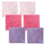 BESSLEE 6 Pack Baby Girl Washcloths Bulk for Newborn, Extra Soft Face Bath Towel for Toddler, Absorbent Kids Wash Rag for Body, 70% Rayon Derived from Bamboo, 30% Cotton, 10"x10", Purple/Pink/Rose