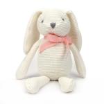 FLUFFYFUN 100% Organic Cotton White Bunny Rabbit Plush Toy, 7.1" Baby Stuffed Animal for Newborn