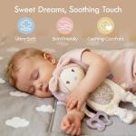 Moonkie Baby Lovey with Silicone Teether, Bunny Security Blanket with Textured Ribbons, Crinkle Toys, Soft Minky Velour & Natural Cotton, Newborn Girl Gift for Baby Shower or Birthday