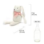 FLUFFYFUN 100% Organic Cotton White Bunny Rabbit Plush Toy, 7.1" Baby Stuffed Animal for Newborn