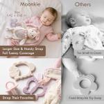 Moonkie Baby Lovey with Silicone Teether, Bunny Security Blanket with Textured Ribbons, Crinkle Toys, Soft Minky Velour & Natural Cotton, Newborn Girl Gift for Baby Shower or Birthday