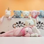 FLUFFYFUN 100% Organic Cotton White Bunny Rabbit Plush Toy, 7.1" Baby Stuffed Animal for Newborn