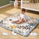 Momcozy Baby Play Mat for Floor, 50x50 Thickened Playpen Mat, Playmate for Baby Tummy Time, Waterproof & Non-Slip, Foldable Outdoor Mat with Carrying Handle, Forest World