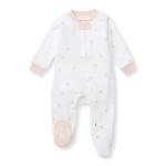 Burt's Bees Baby Girls' Organic Cotton Sleep and Play Footed Pajamas, One-piece Zip Front Romper, Baby Essentials