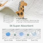 Momcozy Baby Washcloths - 4 Layer Design| Medium Thickness| Soft & Absorbent| Premium Cotton for Newborns'Skin-Great for Bathing, Wiping & on-The-go Use, Shower Gift and Essential(5 Pack, 10x10 inch)