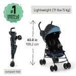 Ingenuity 3D Mini Convenience Stroller – Lightweight Stroller with Compact Fold, Multi-Position Recline, Canopy with Pop Out Sun Visor – Umbrella Stroller for Travel & More, Blue/Black