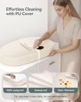 COMOMY Baby Changing Pad with Wipeable & Waterproof PU Cover, Contoured Diaper Changing Pad for Dresser with Non-Slip Safety Belt, Portable and Lightweight, Large Cushioned Foam, Beige