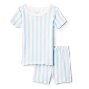 Amazon Essentials x Sofia Grainge Baby Girls' Mommy and Me Short Sleeve Pajama Set, Pale Blue Bold Stripe, 12 Months