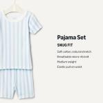 Amazon Essentials x Sofia Grainge Baby Girls' Mommy and Me Short Sleeve Pajama Set, Pale Blue Bold Stripe, 12 Months