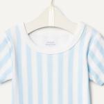 Amazon Essentials x Sofia Grainge Baby Girls' Mommy and Me Short Sleeve Pajama Set, Pale Blue Bold Stripe, 12 Months