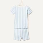Amazon Essentials x Sofia Grainge Baby Girls' Mommy and Me Short Sleeve Pajama Set, Pale Blue Bold Stripe, 12 Months