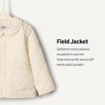 Amazon Essentials x Sofia Grainge Baby Girls' Midweight Quilted Field Jacket with Ruffle, Ivory, 12 Months