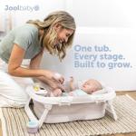 Jool Baby Fold ‘n Store Baby Bathtub – 3 Stage Collapsible Bather for Easy Storage, Portable for Travel – Built-in Thermometer (Oatmeal)