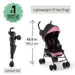 Ingenuity 3D Mini Convenience Stroller – Lightweight Stroller with Compact Fold, Multi-Position Recline, Canopy with Pop Out Sun Visor and More – Umbrella Stroller for Travel, Pink