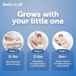 Jool Baby Fold ‘n Store Baby Bathtub – 3 Stage Collapsible Bather for Easy Storage, Portable for Travel – Built-in Thermometer (Oatmeal)