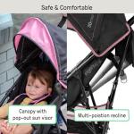 Ingenuity 3D Mini Convenience Stroller – Lightweight Stroller with Compact Fold, Multi-Position Recline, Canopy with Pop Out Sun Visor and More – Umbrella Stroller for Travel, Pink