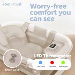 Jool Baby Fold ‘n Store Baby Bathtub – 3 Stage Collapsible Bather for Easy Storage, Portable for Travel – Built-in Thermometer (Oatmeal)