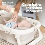 Jool Baby Fold ‘n Store Baby Bathtub – 3 Stage Collapsible Bather for Easy Storage, Portable for Travel – Built-in Thermometer (Oatmeal)