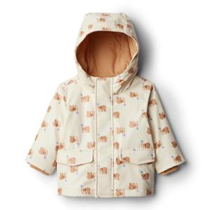 Amazon Essentials Baby Boys' Water-Repellent Rain Jacket with Quilted Lining, Ivory Elephants, 24 Months
