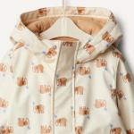 Amazon Essentials Baby Boys' Water-Repellent Rain Jacket with Quilted Lining, Ivory Elephants, 24 Months