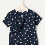 Amazon Essentials x Sofia Grainge Unisex Babies' Side Snap Short Sleeve Bodysuit, Pack of 3, Light Blue/Bunnies/Stripe, 18 Months