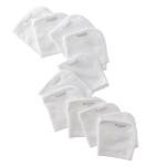 Butterblu River 10-Pack Baby Terry Washcloths 100% Organic Cotton Absorbent for Baby and Toddler Boys & Girls, White, One Size